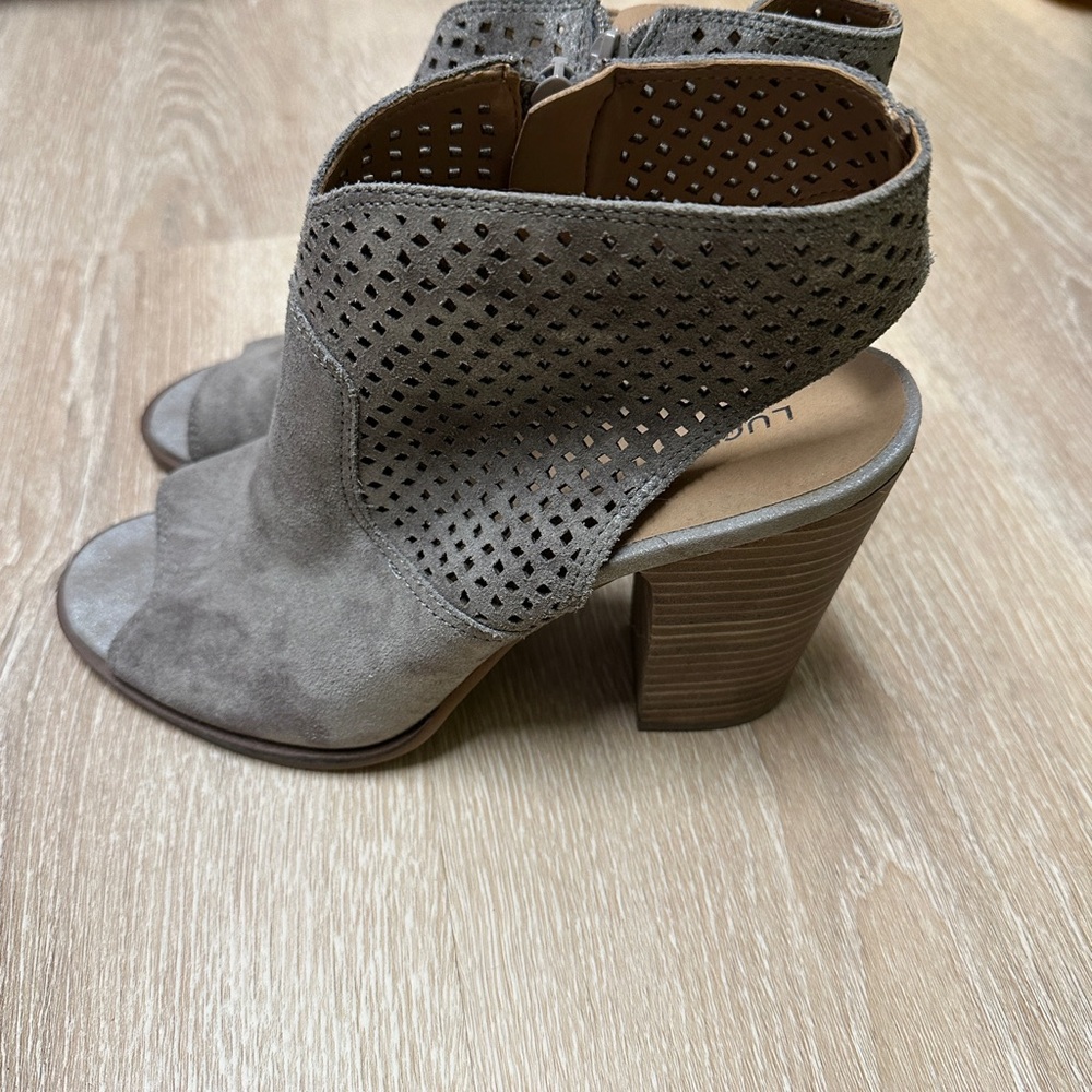 Lucky Brand Gray Perforated Heeled Boots